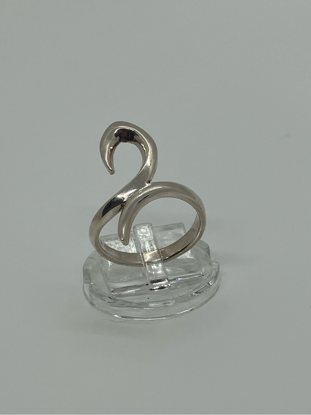 Vtg 925 Abstract Fishhook Sterling Silver Bypass Ring Sz 8